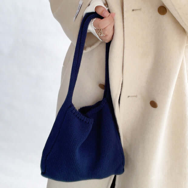 Blue Small Crochet Cotton Hobo Bags