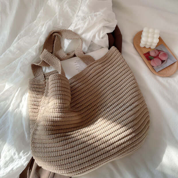 Cute Winter Modern Crochet Tote Bags Grey