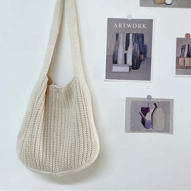 Lightweight Crochet Tote Bag White
