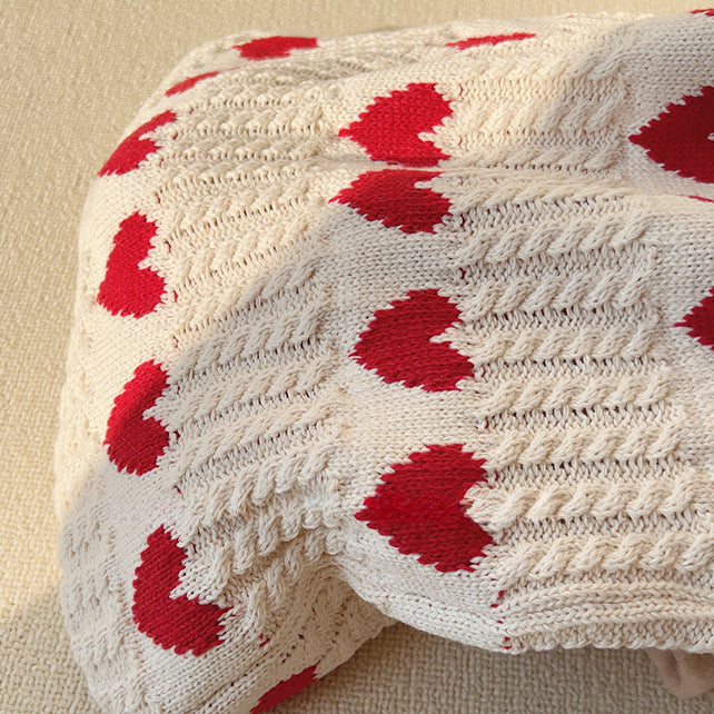 Women Heart Knitted Shopping Tote Bag in White