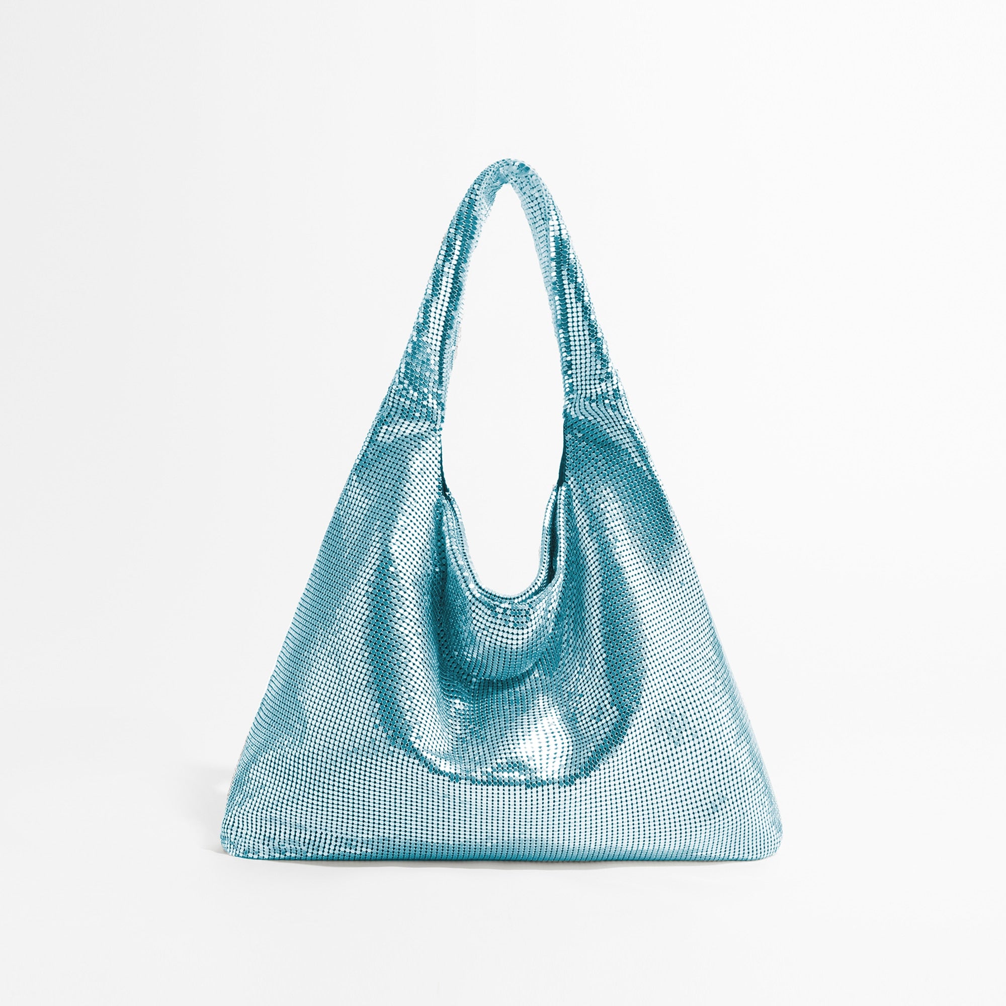 Mesh Silver Purse Shinny Wide Strap Evening Girlish Handbag 2023