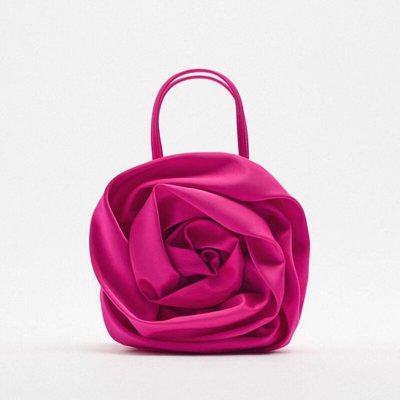 Fashion Satin Flower Bucket Green Handbag