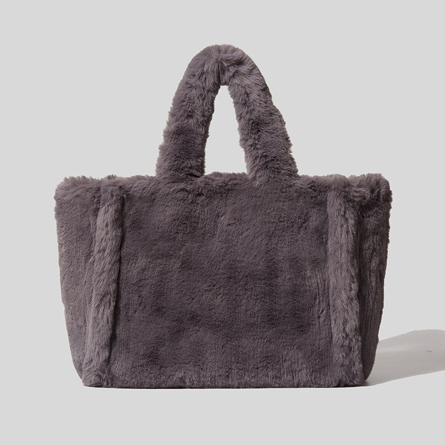 Lady Fluffy Soft Plush Bag Warm large Tote Bag