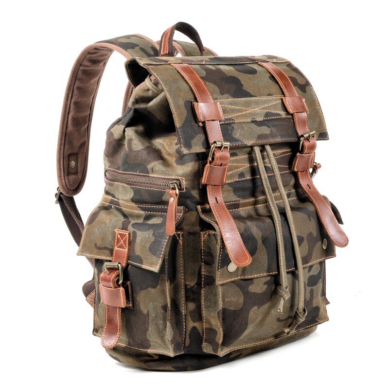Leather Unisex Large Capacity Waterproof Vintage Backpack Daypacks