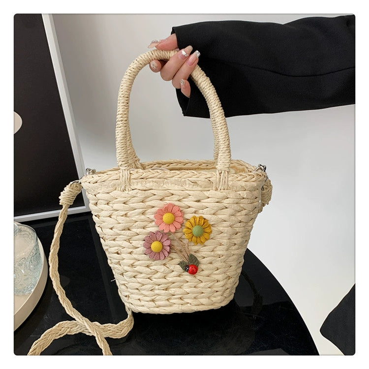 Small Seaside Artisanal Flower Woven Basket Bag