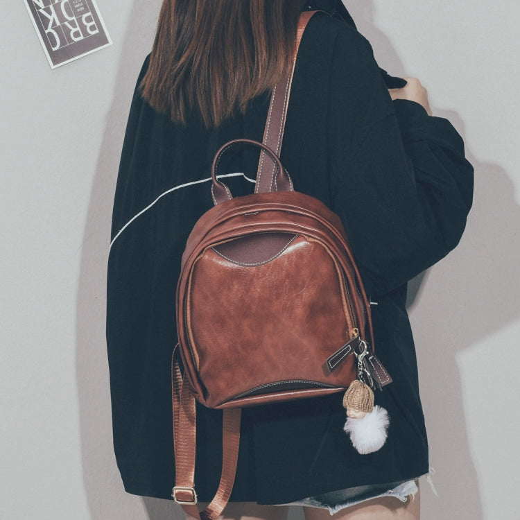 Brown Cute Leather Mini Backpack with Top Handle