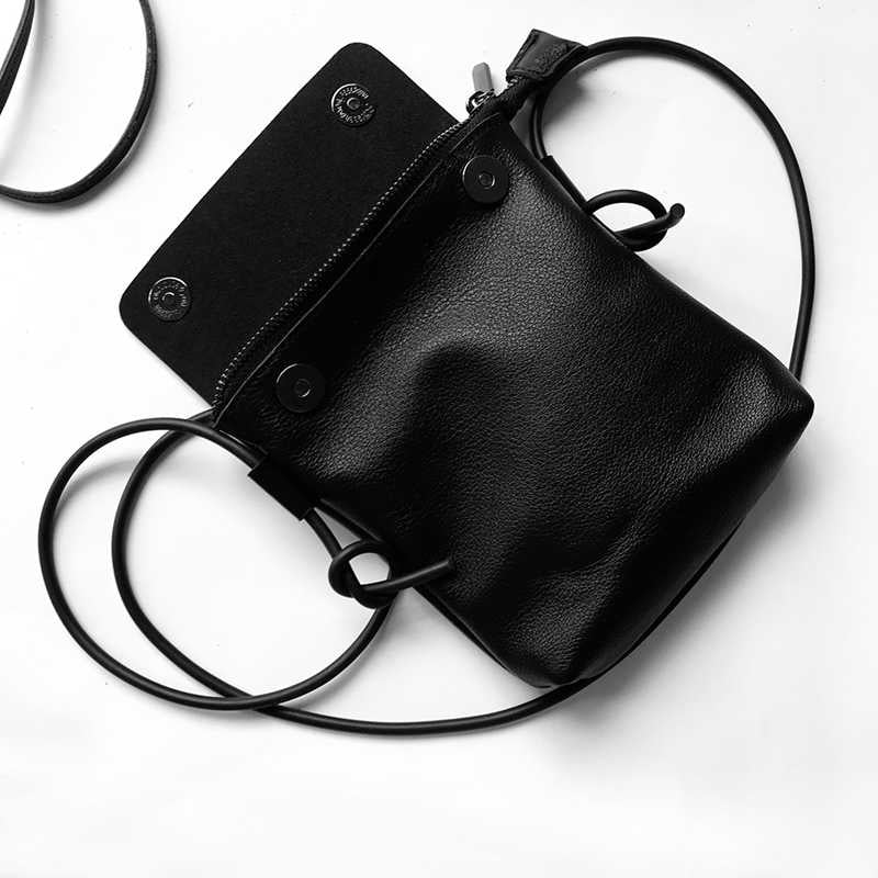 Mini Leather Portable Crossbody Phone Bag Black