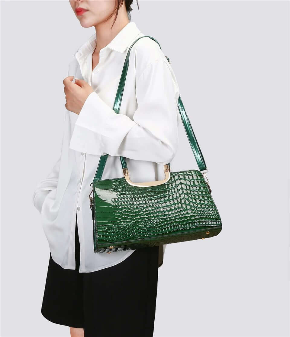 Luxury Croc Classic Shiny Large XL Shoulder Bags