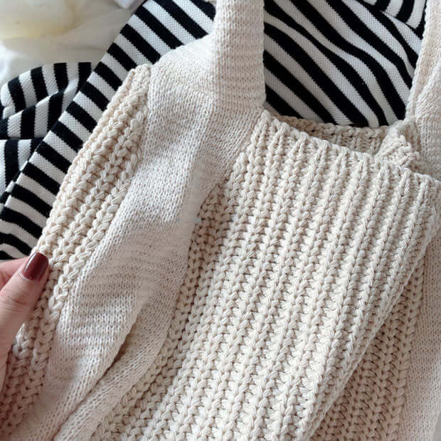 Lightweight Crochet Tote Bag White