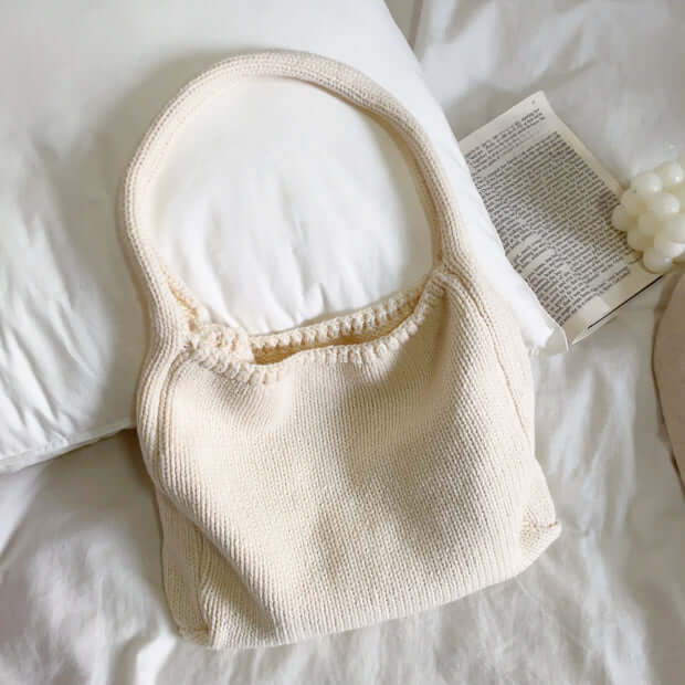 White Knitted Cotton Hobo Crochet Handbag