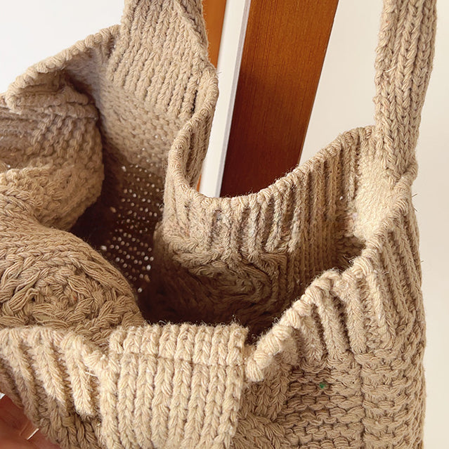 Women Vintage Twists Wool Knitted Tote Bag