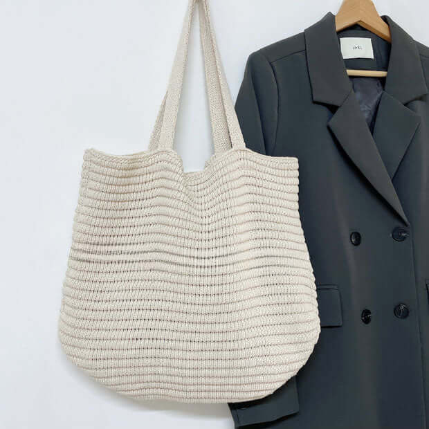 Winter Extra Large Wool Crochet Tote Bags White