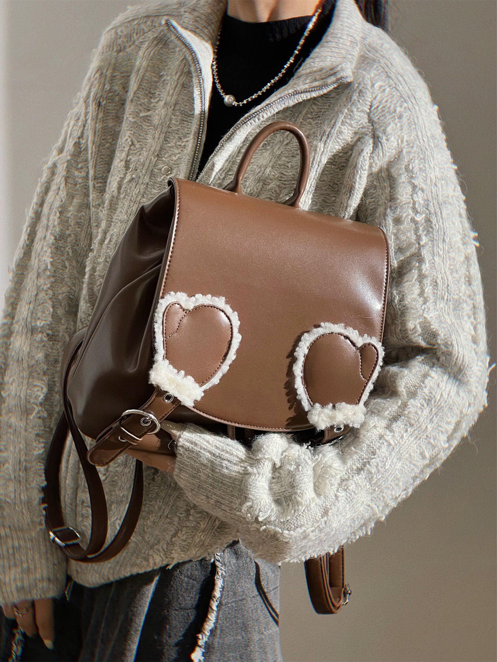 Designer Cute Mini Backpack Purse for Winter