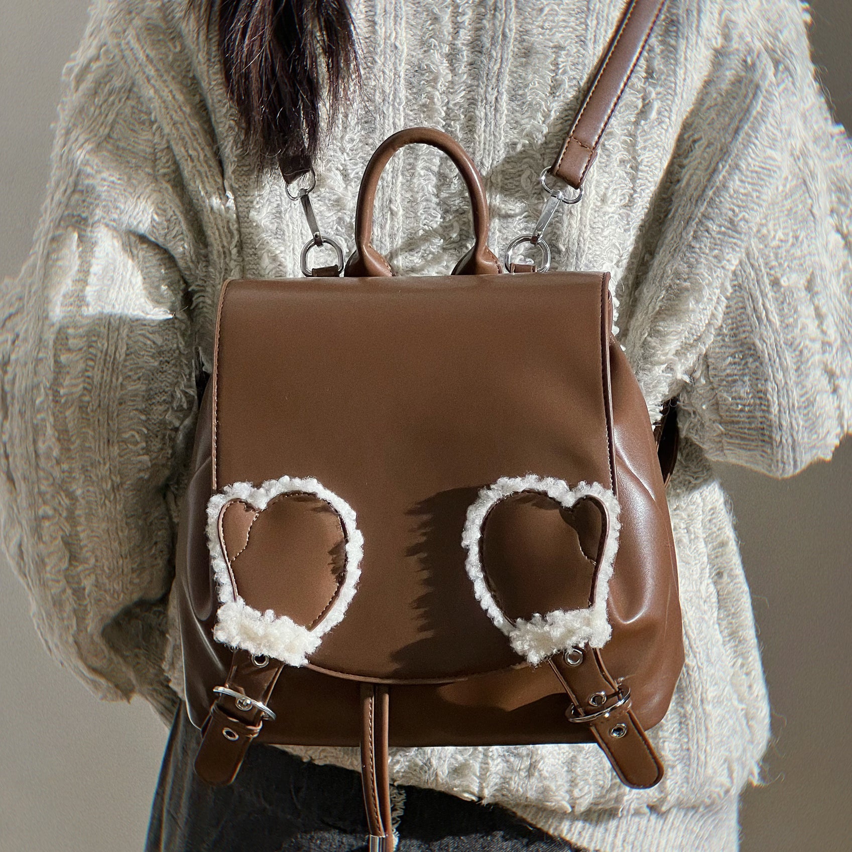 Designer Flap Glove Shape Mini Backpack Purse