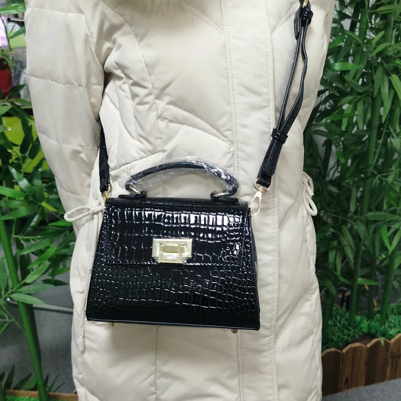 Luxury Lady Adjustable Crocodile Small Handbag Purse