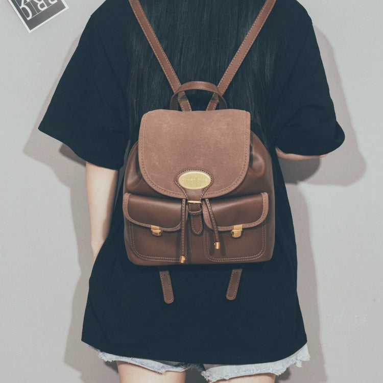 Solid Mini Backpack Purse for Women in Brown