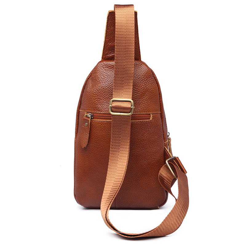 Waist Soft Leather Sling Bag in Brown