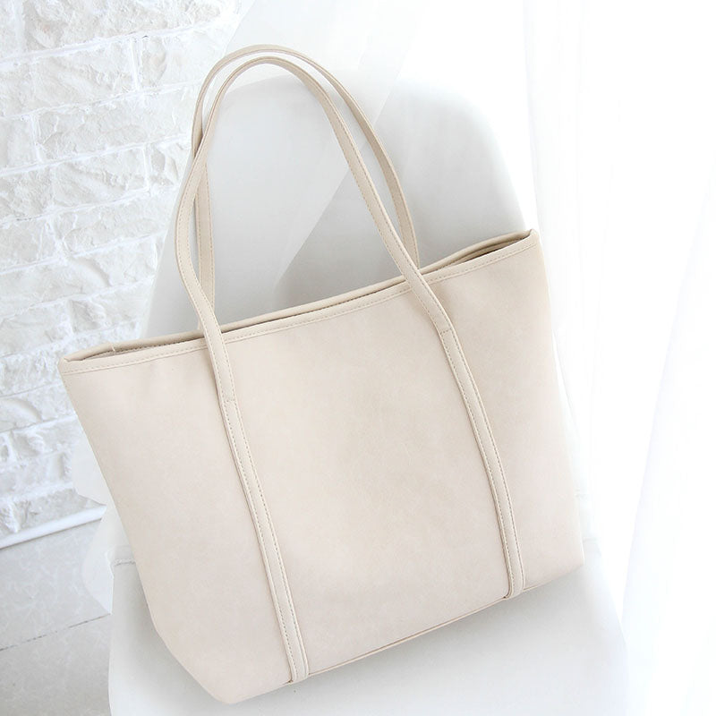 Women's Leather Solid Simple Big Work Tote Bags