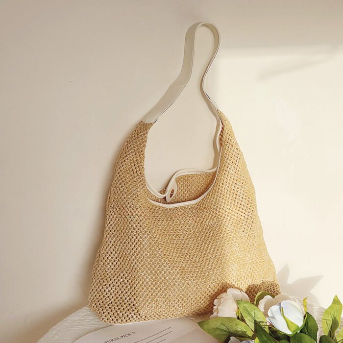 Cute Hobo Shoulder Bag with White Leather Strap