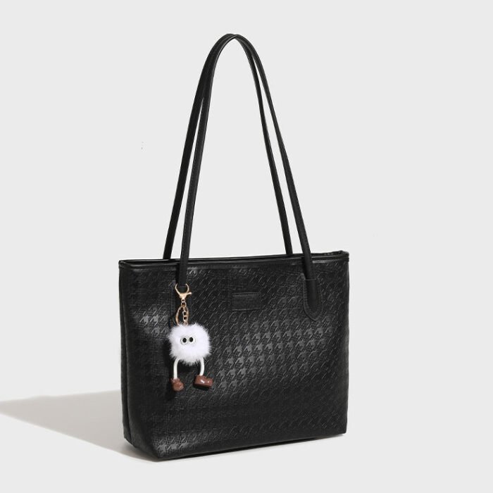 Black Fashion Laptop Work Tote with Pendant