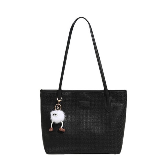 Black Fashion Laptop Work Tote with Pendant