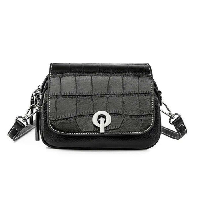 Black 100% Croc Mini Crossbody Leather Purses