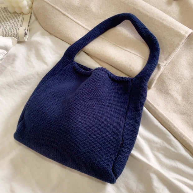 Blue Small Crochet Cotton Hobo Bags