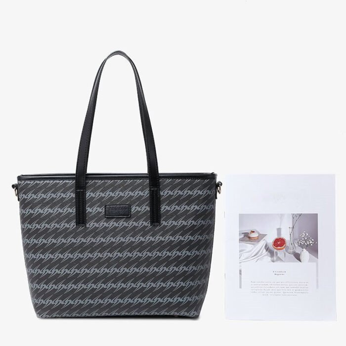 Grey Leather Female Commuting and Public Work Tote