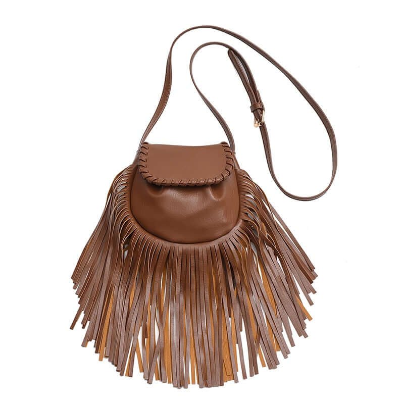 Western Print Purse Crossbody Fringe Tassel Designer Leather Fringy Bag