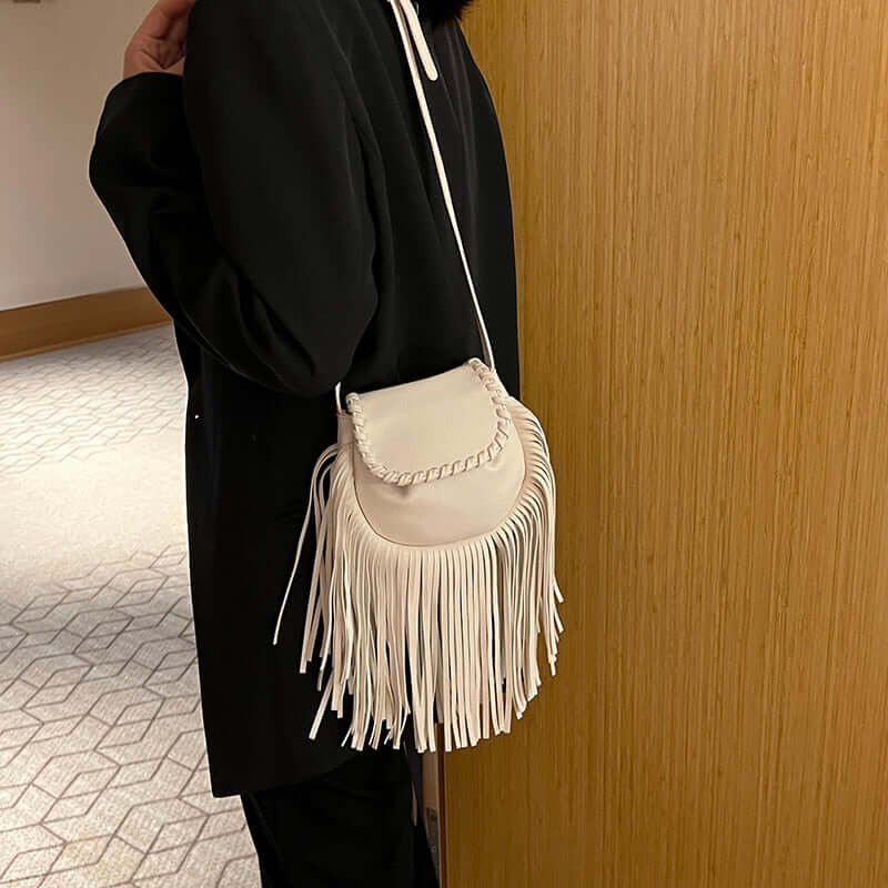 Western Print Purse Crossbody Fringe Tassel Designer Leather Fringy Bag