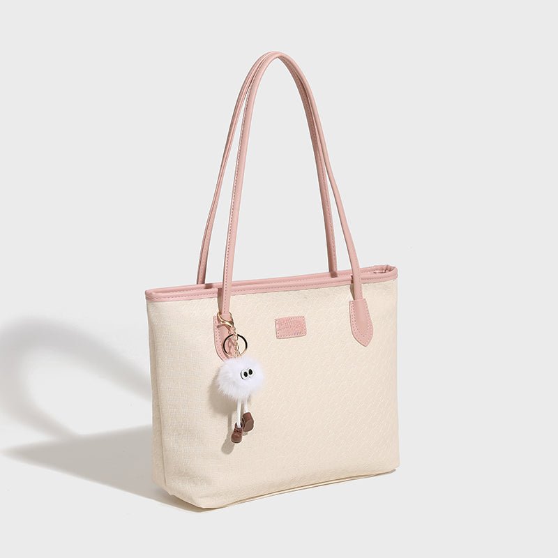 Pink Commuter Women's Fashion Tote Bag with Pendant