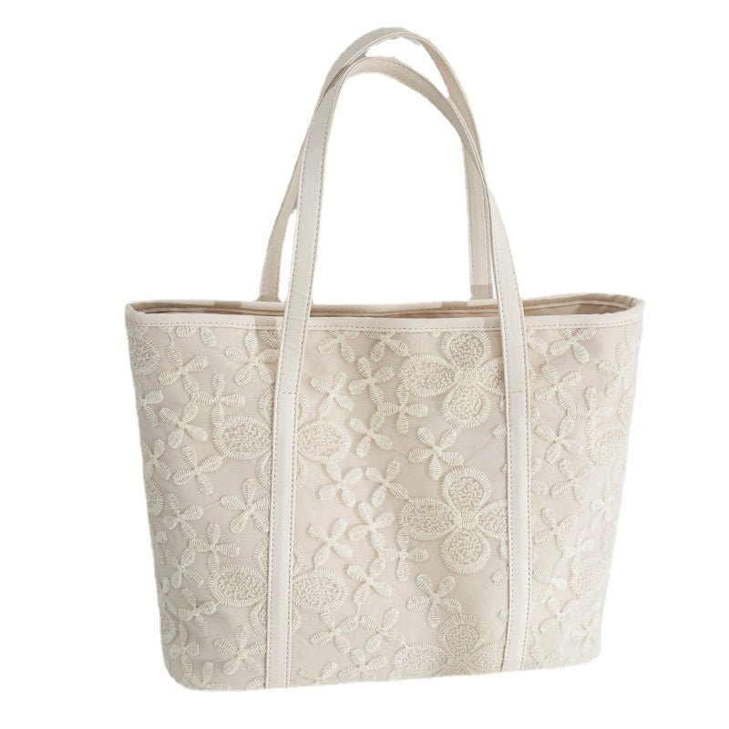 Lace Oxford Tote Handbag in White