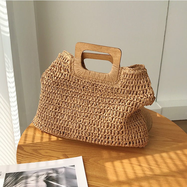 Summer Big Grass Woven Tote with Top Handle