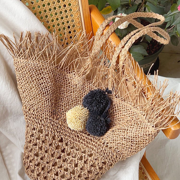 Sun-soaked Beach Woven Straw Bucket Tote