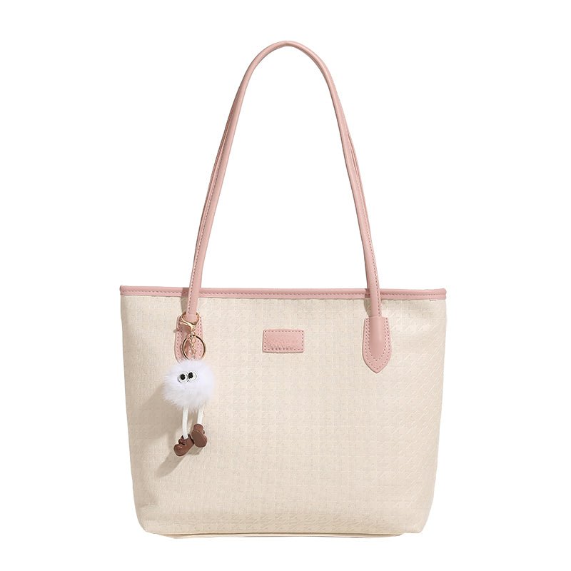 Pink Commuter Women's Fashion Tote Bag with Pendant