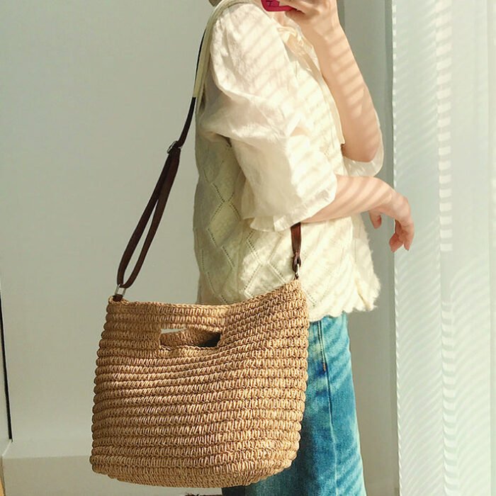 Summer Designer Large Straw Shoulder Tote Bag