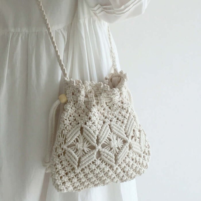 Handmade Crochet Bucket Crossbody Wallet Bag