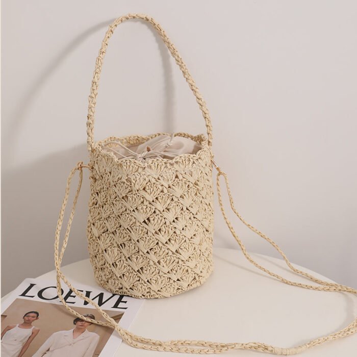 Bucket Woven Crossbody Bag for Seaside