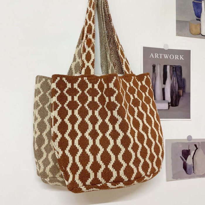 Piebald Crochet Tote Bag Pattern Brown