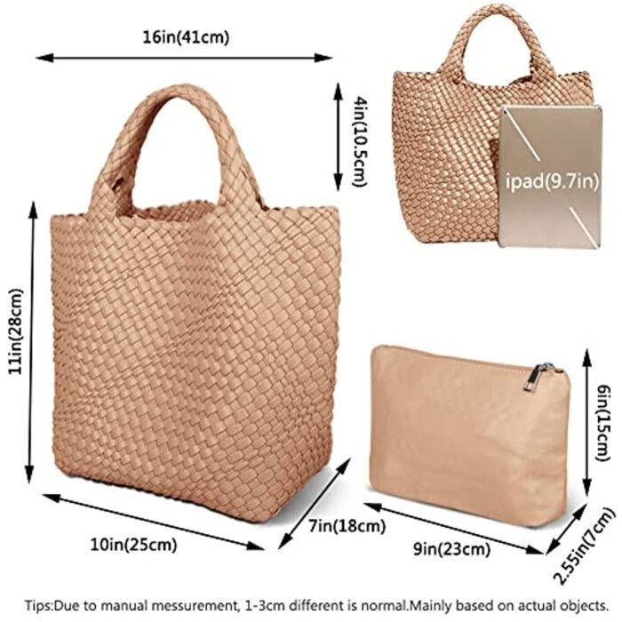 Vegan Leather Woven Tote Bag with Wallet Australia