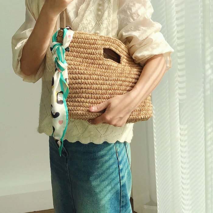 Summer Designer Large Straw Shoulder Tote Bag