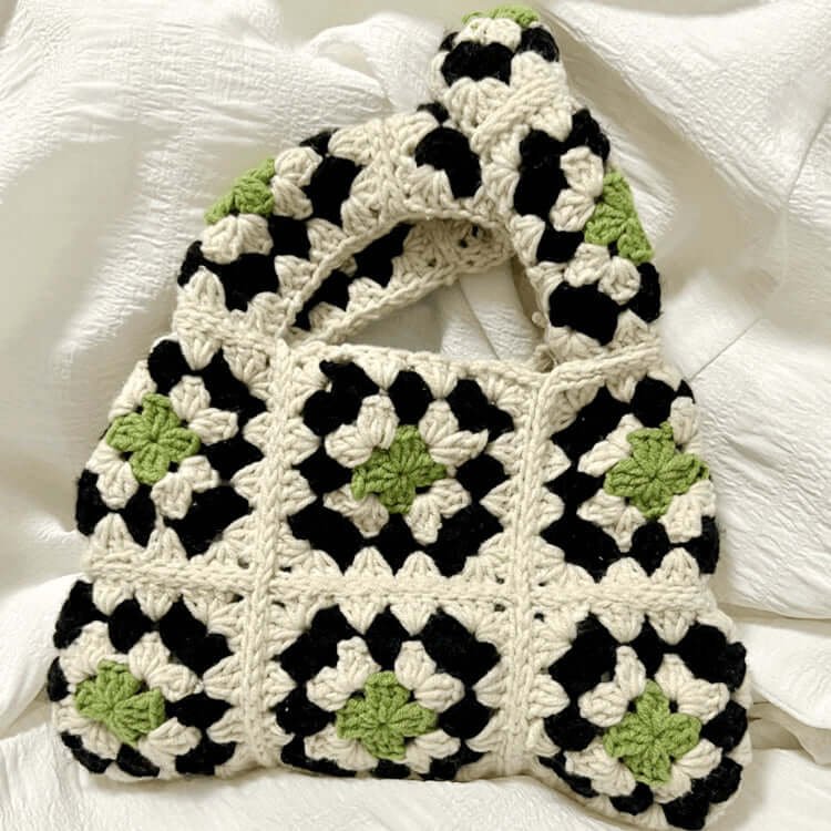 Women Handmade Granny Square Knitted Crochet Bags