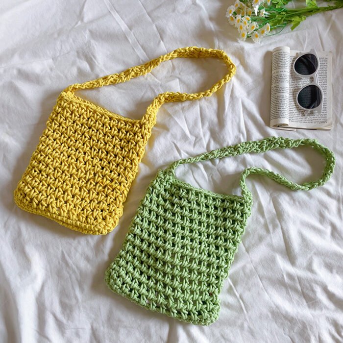 Mini Mesh Bucket Crossbody Bag Green