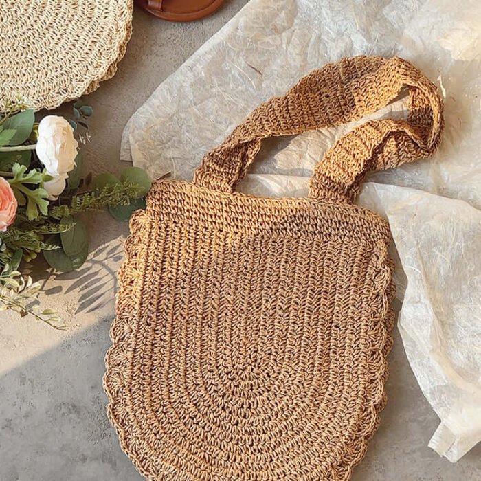 Cute Sweet Half Circle Woven Straw Bag