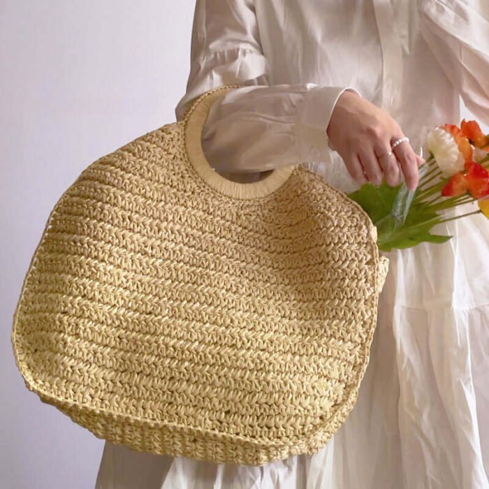 Bohemian Summer White Artistry Large Straw Bag