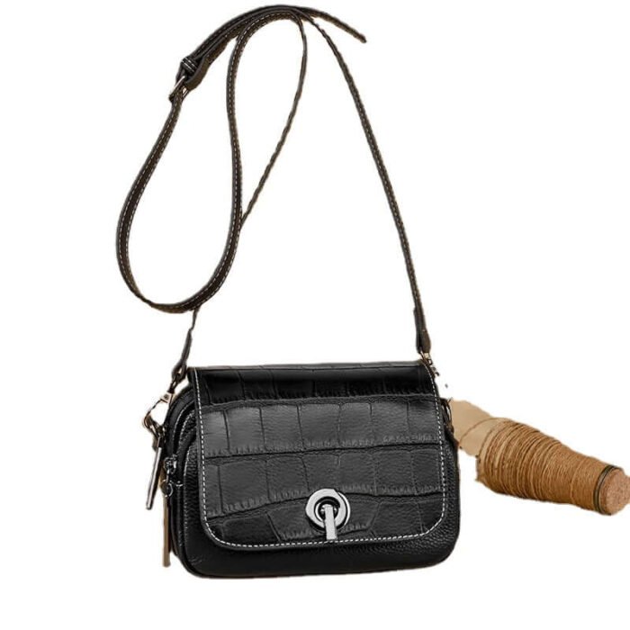 Black 100% Croc Mini Crossbody Leather Purses