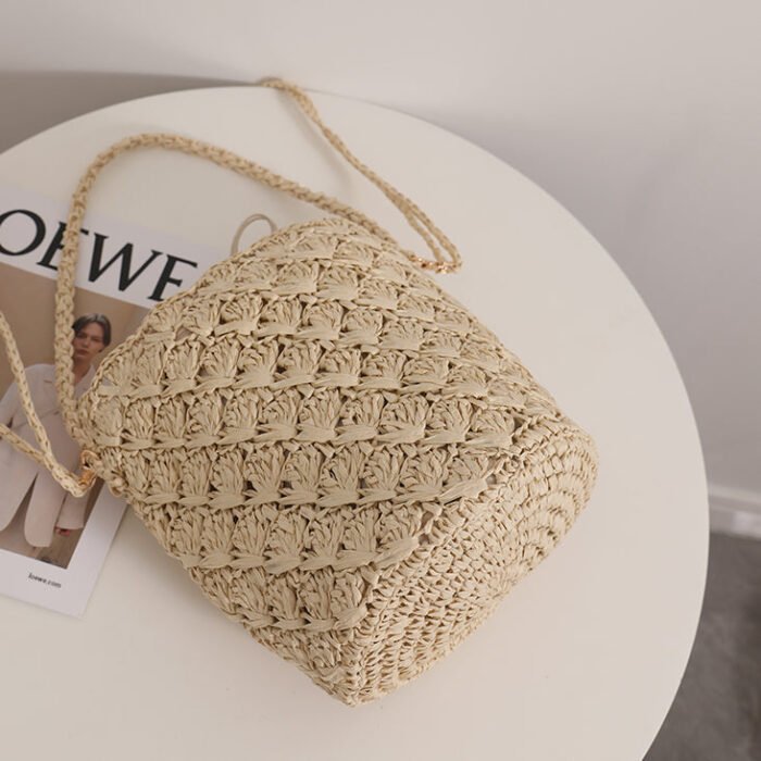 Bucket Woven Crossbody Bag for Seaside