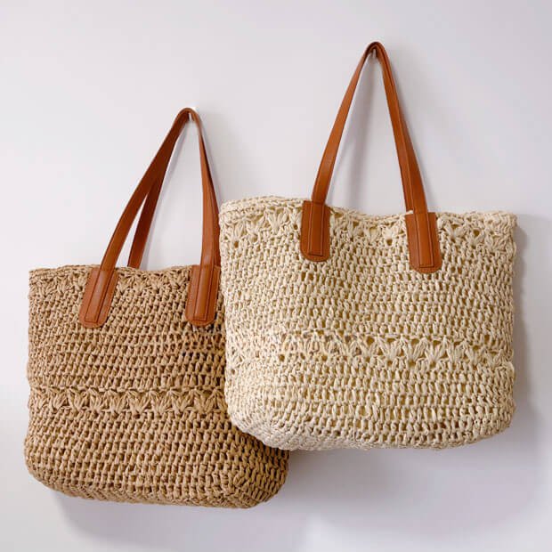 White Woven Beach Zippered Straw Bag Summer