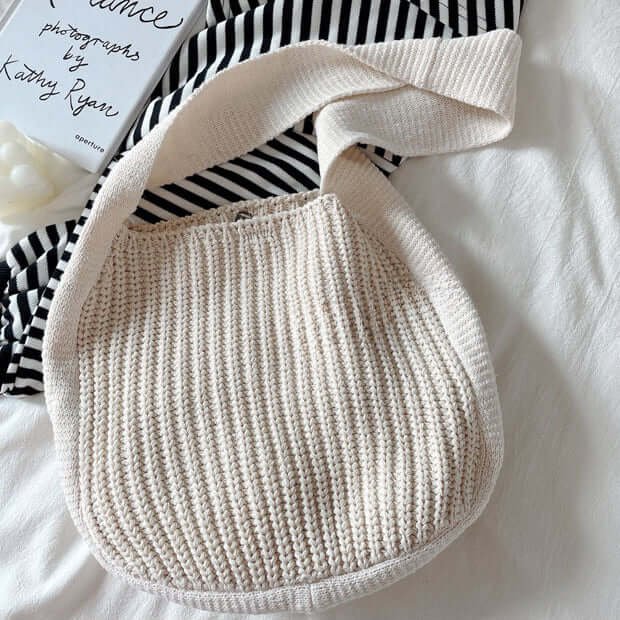 Lightweight Crochet Tote Bag White