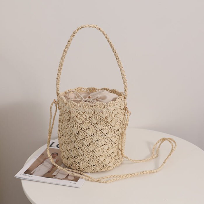 Bucket Woven Crossbody Bag for Seaside